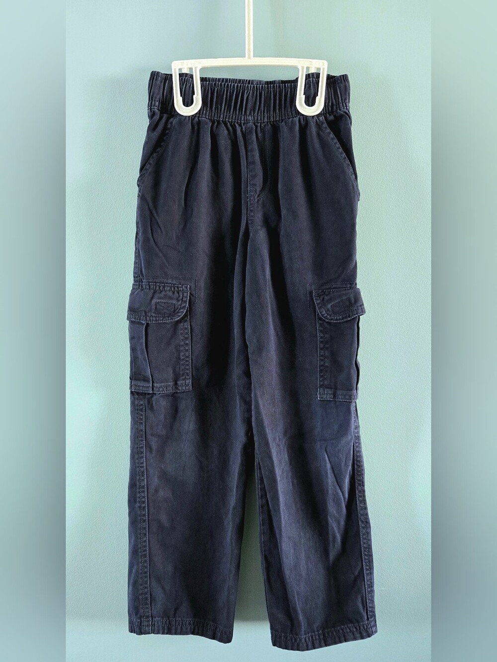 *Back To School* Navy Cargo Pants with Elastic Waist Boys (7)